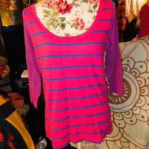 Hollister Striped 3/4 Sleeve Top